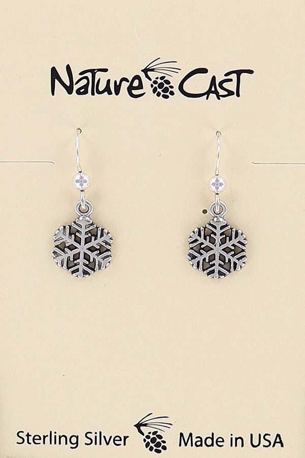 43100 Earring dangle sterling silver small snowflake THUMBNAIL