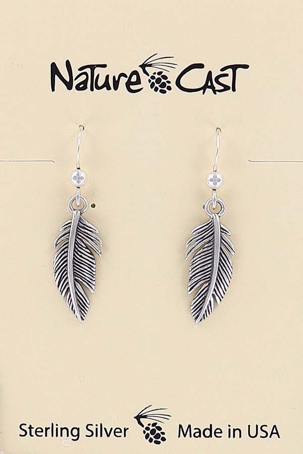 43101 Earring dangle sterling silver feather THUMBNAIL