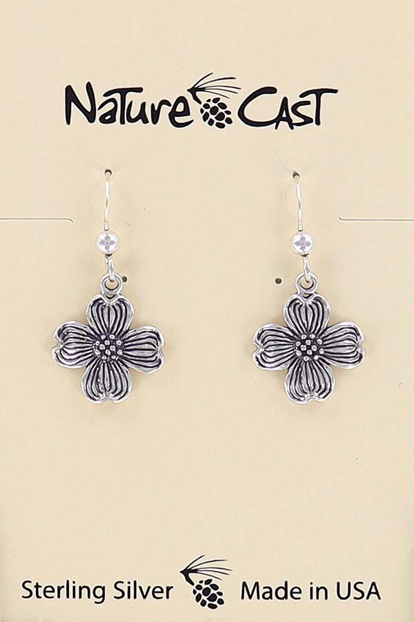 43102 Earring dangle sterling silver dogwood LARGE