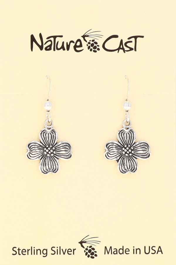 43102 Earring dangle sterling silver dogwood THUMBNAIL