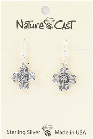 43102 Earring dangle sterling silver dogwood LARGE