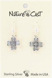 Earring dangle sterling silver dogwood THUMBNAIL