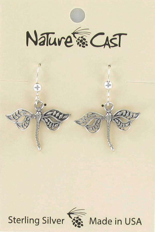 Earring dangle sterling silver dragonfly THUMBNAIL