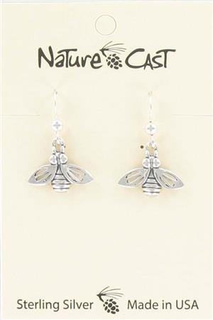 Earring dangle sterling silver bee LARGE