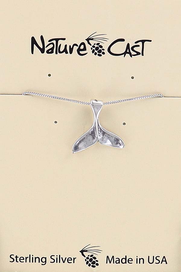 43111 Pendant sterling silver whale tail w/18" chain18 LARGE