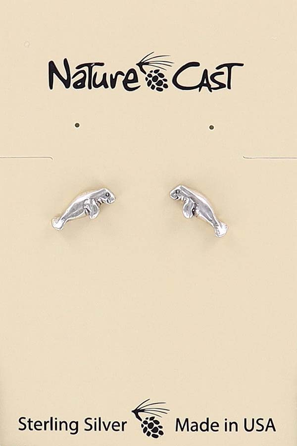 43114 Earring post sterling silver manatee THUMBNAIL