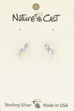 Earring post sterling silver manatee LARGE
