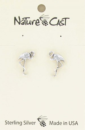 Earring post sterling silver flamingo LARGE