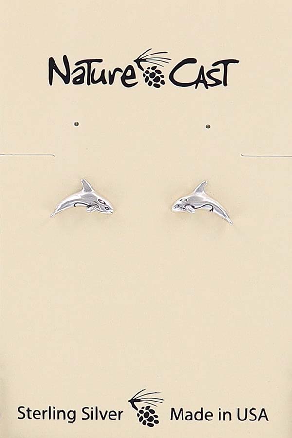 43116 Earring post sterling silver orca LARGE
