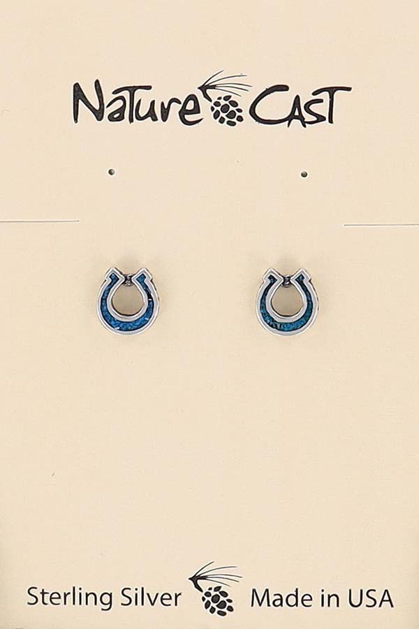 43125 Earring post sterling silver turq horseshoe THUMBNAIL