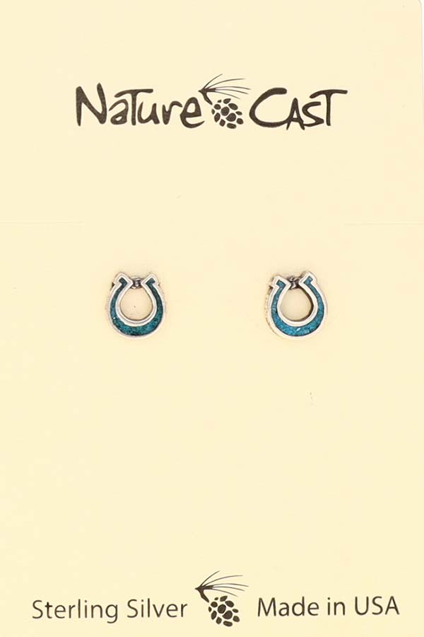 43125 Earring post sterling silver turq horseshoe LARGE