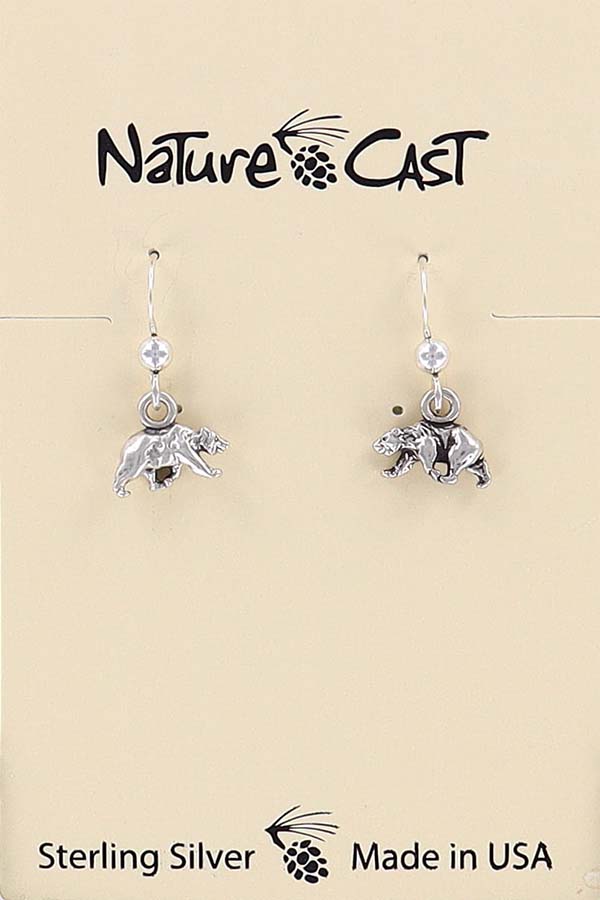 43127 Earring dangle sterling silver petite bear THUMBNAIL