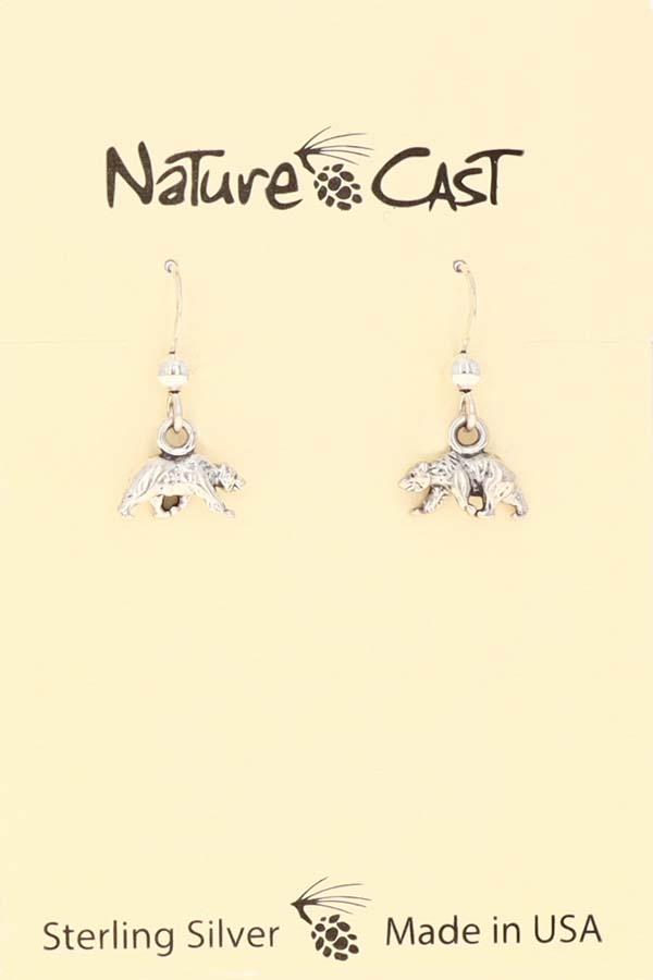 43127 Earring dangle sterling silver petite bear THUMBNAIL