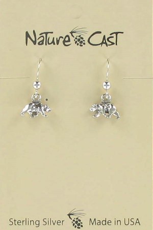 Earring dangle sterling silver petite bear LARGE