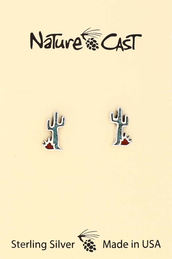 43132 Earring post sterling silver turq cactus LARGE