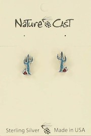 Earring post sterling silver turq cactus THUMBNAIL