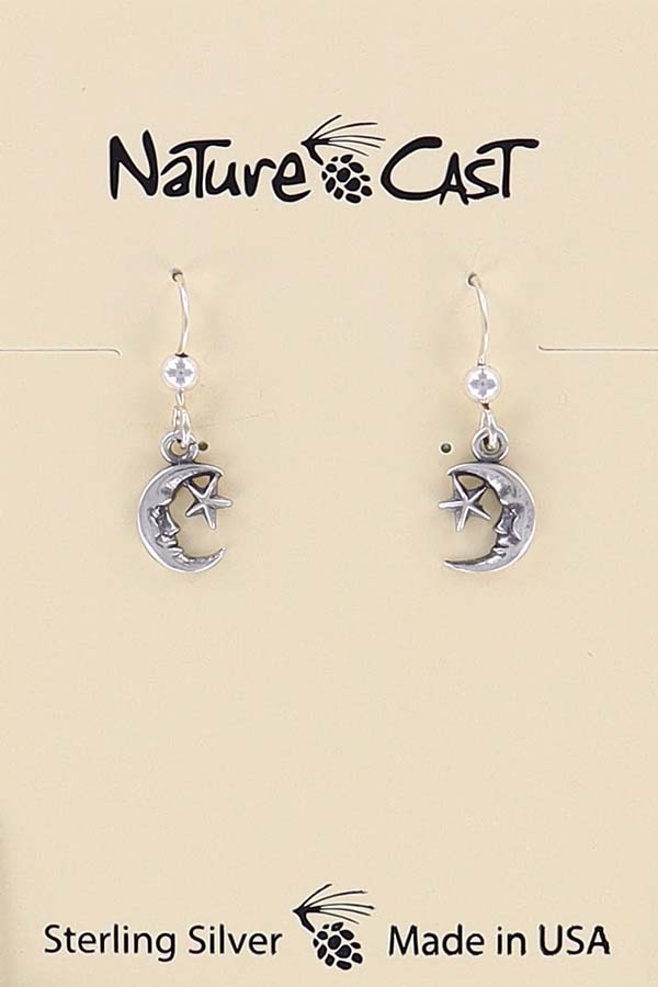 43134 Earring dangle sterling silver moon face/star THUMBNAIL