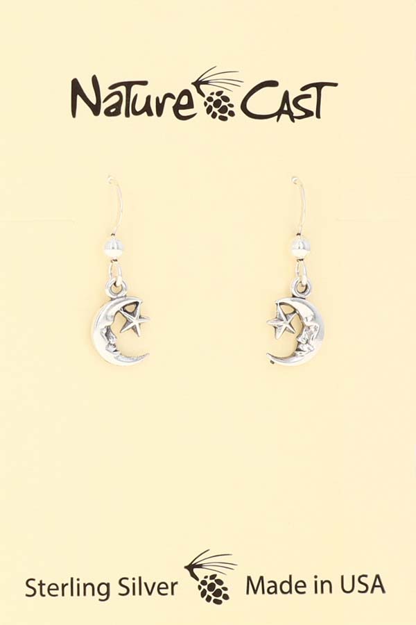 43134 Earring dangle sterling silver moon face/star LARGE