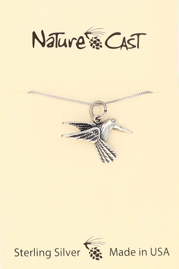 43135 Pendant sterling silver hummingbird w/ 18" chain LARGE