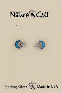 43136 Earring Post Sterling Silver Turq. Inlay Moon & Star MAIN