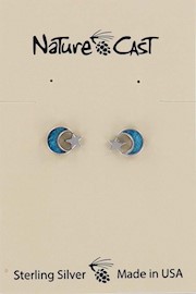 43136 Earring Post Sterling Silver Turq. Inlay Moon & Star THUMBNAIL