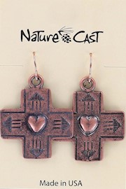 70000 EARRING DANGLE COPPER TONE CROSS THUMBNAIL