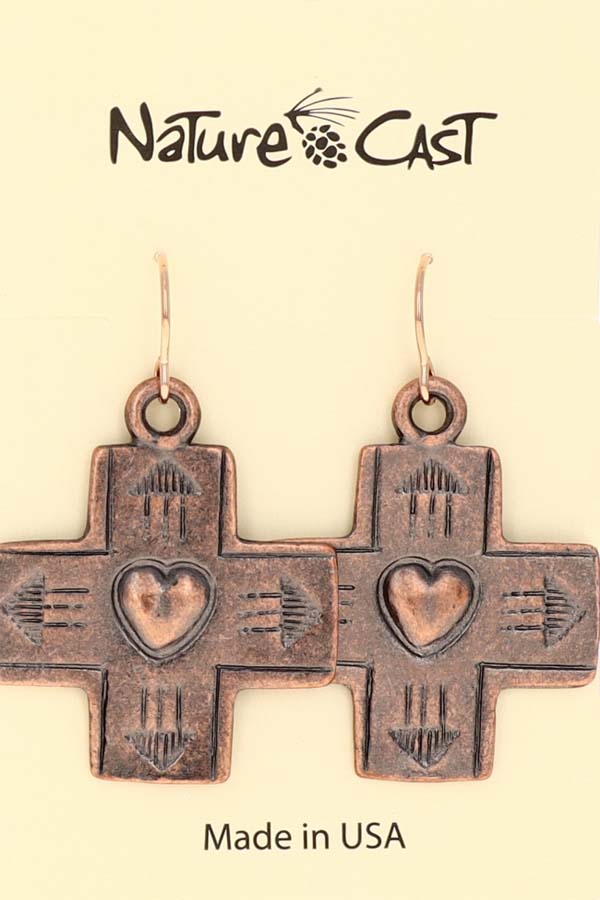 70000 EARRING DANGLE COPPER TONE CROSS THUMBNAIL