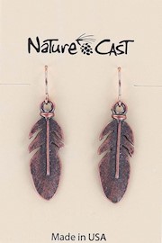 70003 EARRING DANGLE COPPER TONE FEATHER THUMBNAIL
