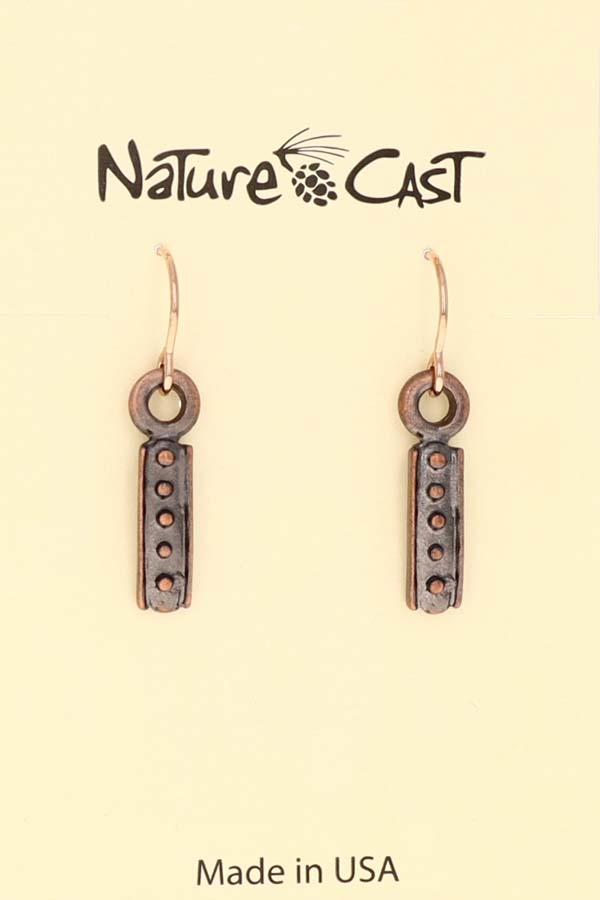 70006 EARRING DANGLE COPPER TONE DROP W/DOTS THUMBNAIL