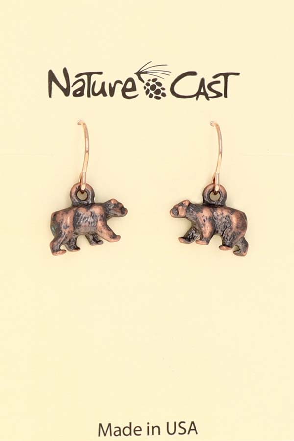 70007 EARRING DANGLE COPPER TONE BEAR THUMBNAIL