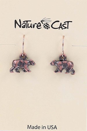 70007 EARRING DANGLE COPPER TONE BEAR LARGE