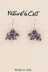 70007 EARRING DANGLE COPPER TONE BEAR MAIN
