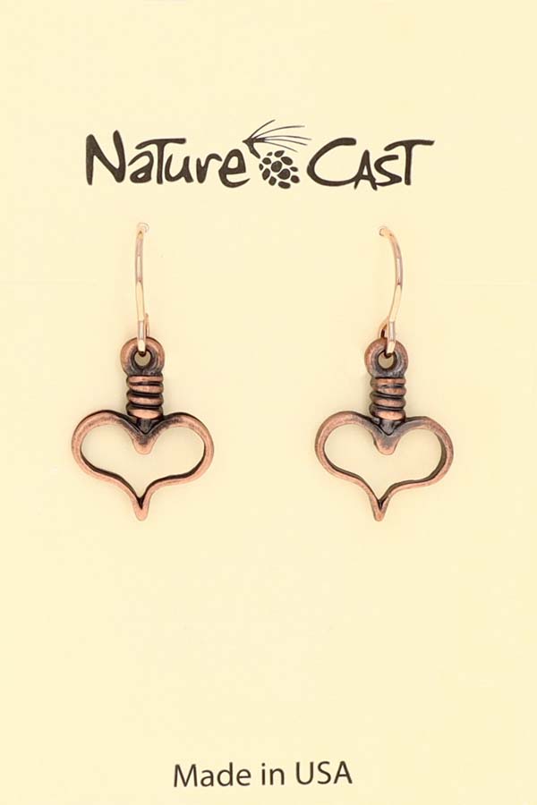 70009 EARRING DANGLE COPPER TONE HEART MAIN