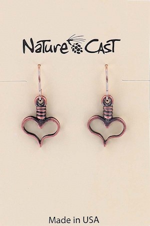 70009 EARRING DANGLE COPPER TONE HEART LARGE