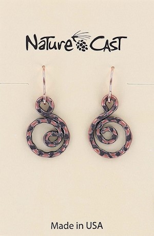 70010 EARRING DANGLE COPPER TONE SPIRAL LARGE