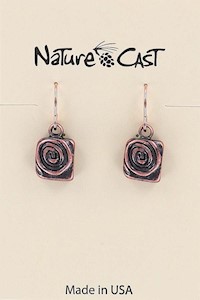 70011 EARRING DANGLE COPPER TONE SWIRL ON SQUARE MAIN
