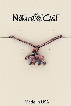 70013 PENDANT COPPER TONE BEAR W/ 18" CHAIN LARGE