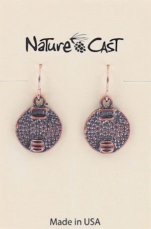 70014 EARRING DANGLE COPPER TONE HAMMERED CIRCLE LARGE