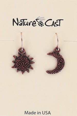 70015 EARRING DANGLE COPPER TONE SUN & MOON LARGE