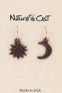 70015 EARRING DANGLE COPPER TONE SUN & MOON MAIN