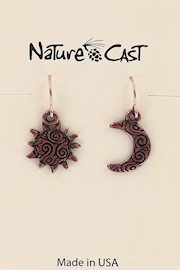 70015 EARRING DANGLE COPPER TONE SUN & MOON THUMBNAIL