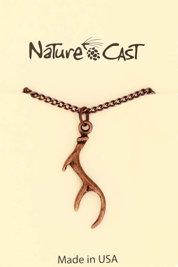 70018 PENDANT COPPER TONE ANTLER W/ 18" CHAIN THUMBNAIL