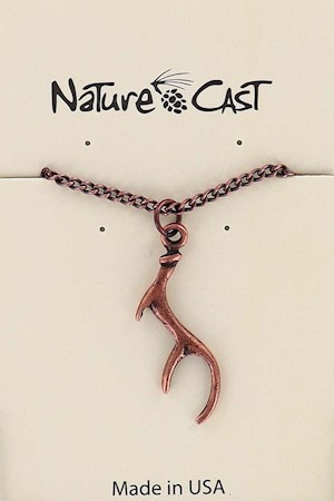 70018 PENDANT COPPER TONE ANTLER W/ 18" CHAIN LARGE