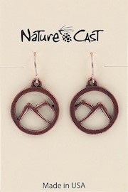 70019 EARRING DANGLE COPPER TONE MOUNTAIN IN CIRCLE THUMBNAIL
