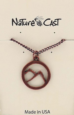 70020 PENDANT COPPER TONE MOUNTAIN IN CIRCLE W/ 18" CHAIN LARGE