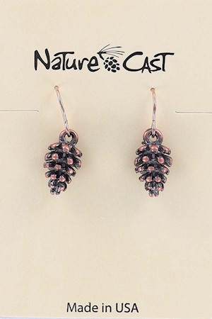 70021 EARRING DANGLE COPPER TONE PINECONE LARGE