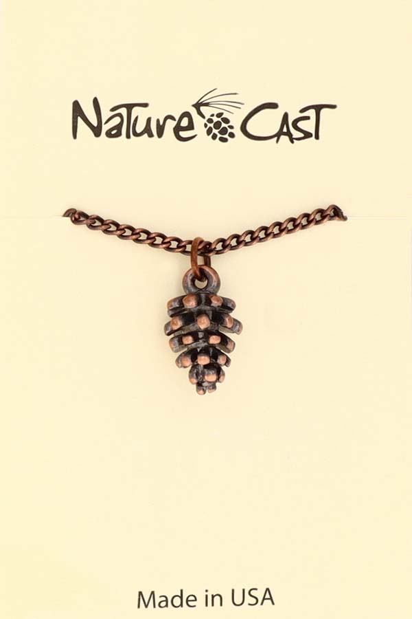 70022 PENDANT COPPER TONE PINECONE W/ 18" CHAIN LARGE