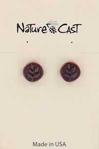 70023 EARRING POST COPPER TONE ROUND W/BRANCH MAIN
