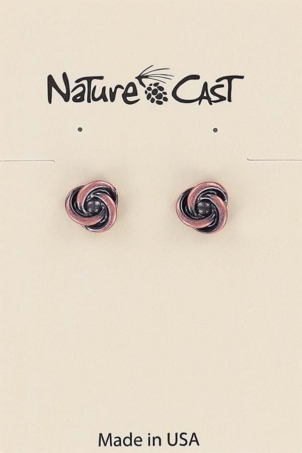 70024 EARRING POST COPPER TONE LOVE KNOT THUMBNAIL