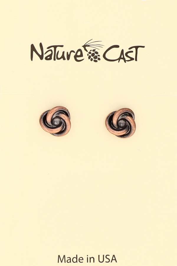 70024 EARRING POST COPPER TONE LOVE KNOT THUMBNAIL